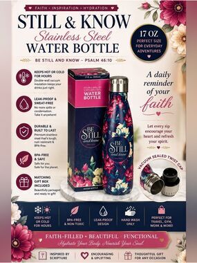 Still & Know Stainless Steel Water Bottle | 17 oz Insulated Christian Tumbler